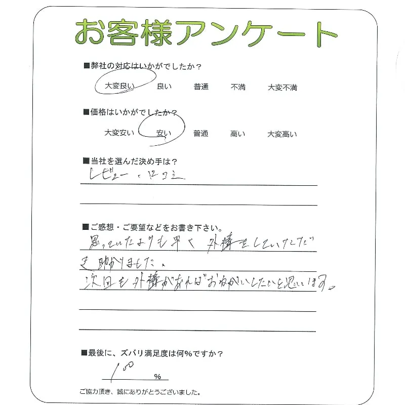 手書きアンケート