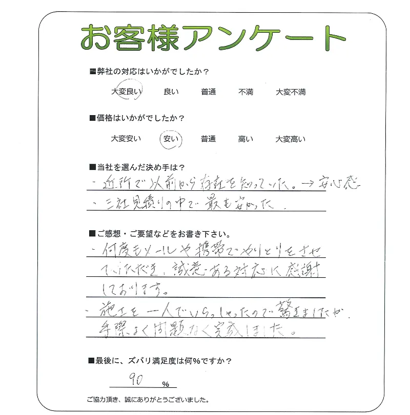 手書きアンケート