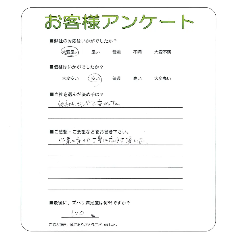 手書きアンケート