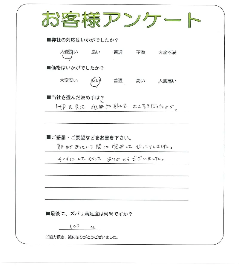 手書きアンケート
