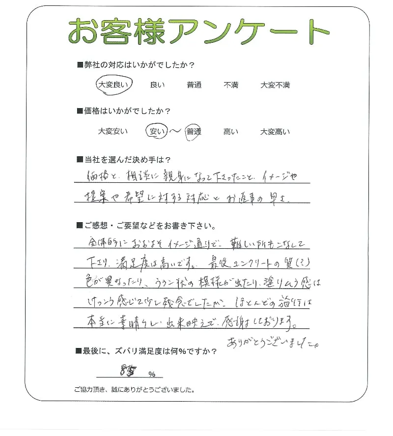 手書きアンケート