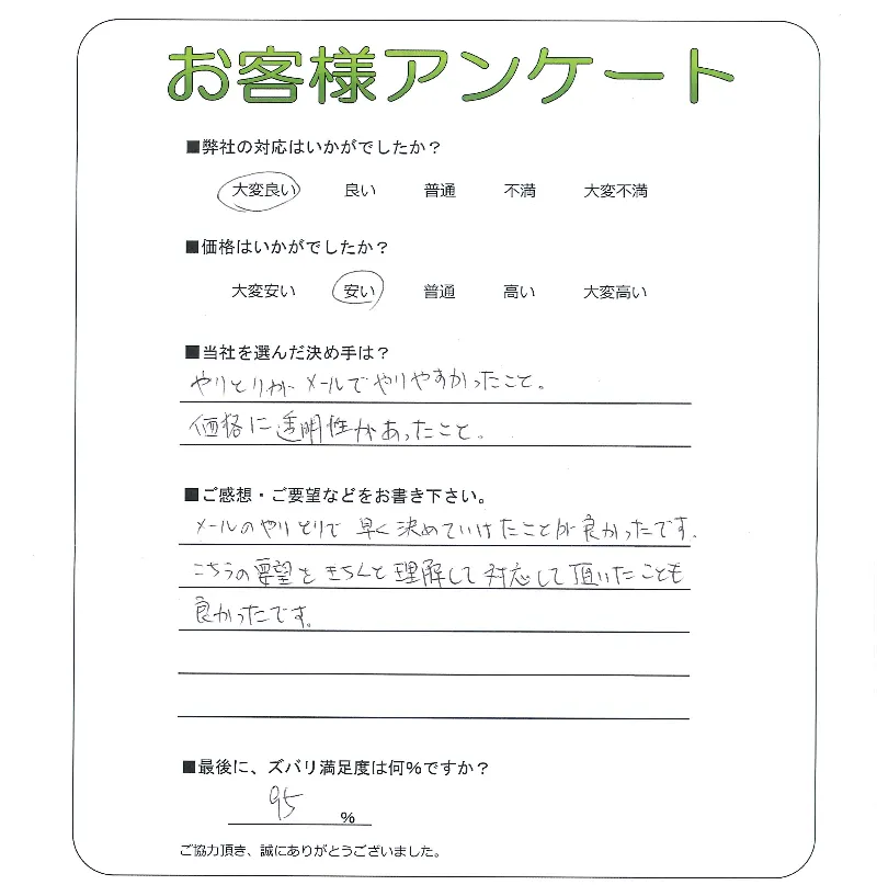手書きアンケート