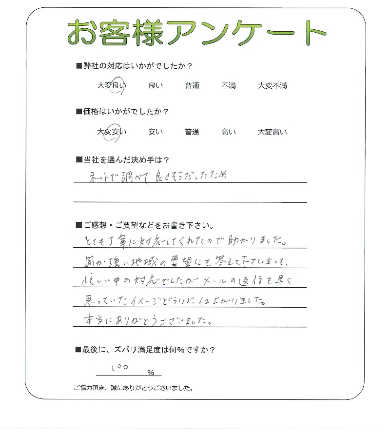 手書きアンケート