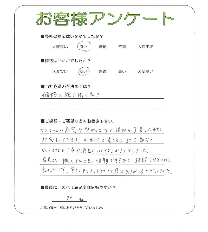 手書きアンケート