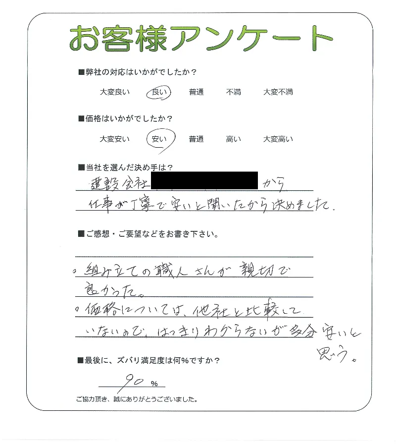 手書きアンケート