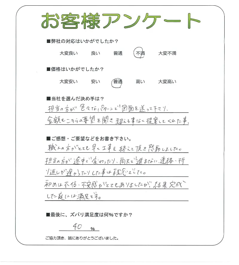 手書きアンケート