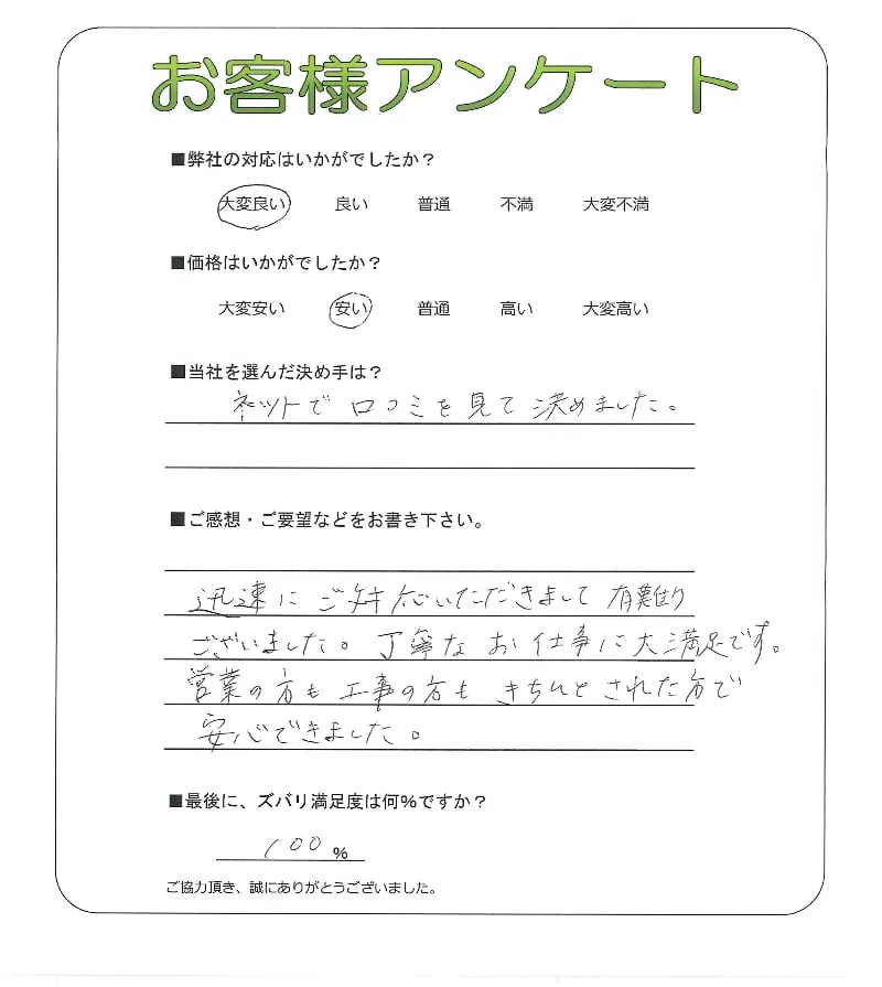手書きアンケート