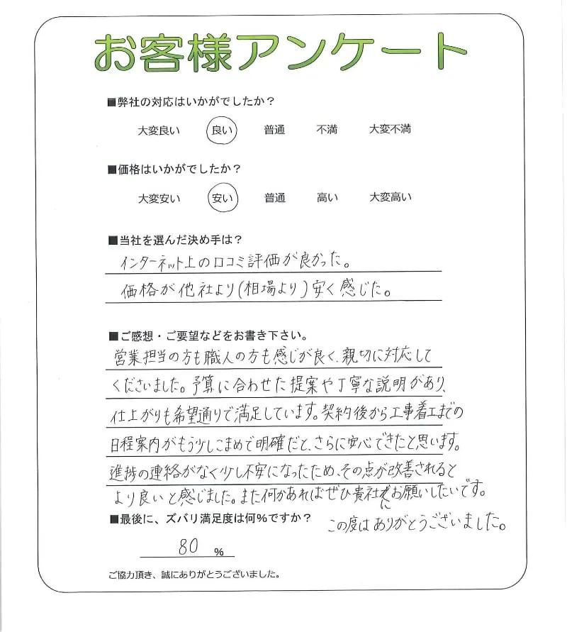 手書きアンケート