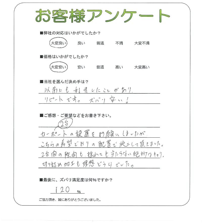 手書きアンケート