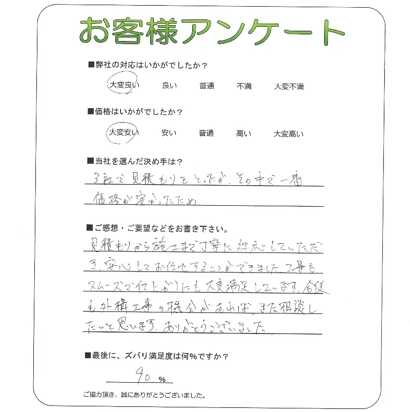 手書きアンケート