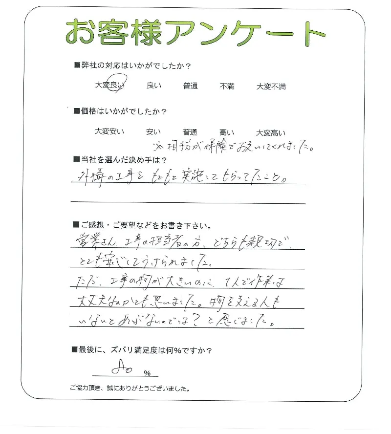 手書きアンケート