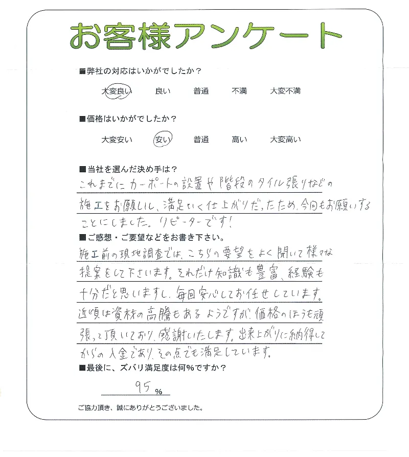 手書きアンケート