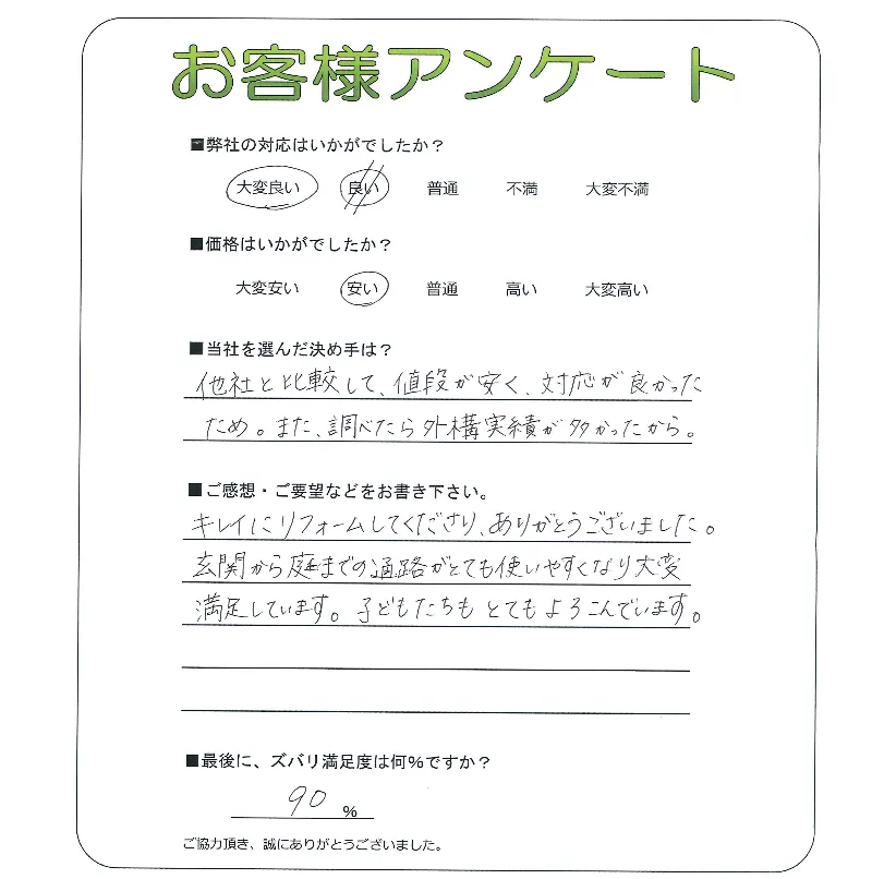 手書きアンケート