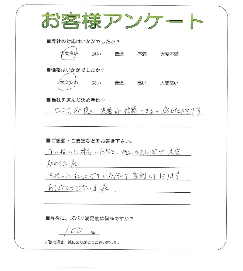 手書きアンケート