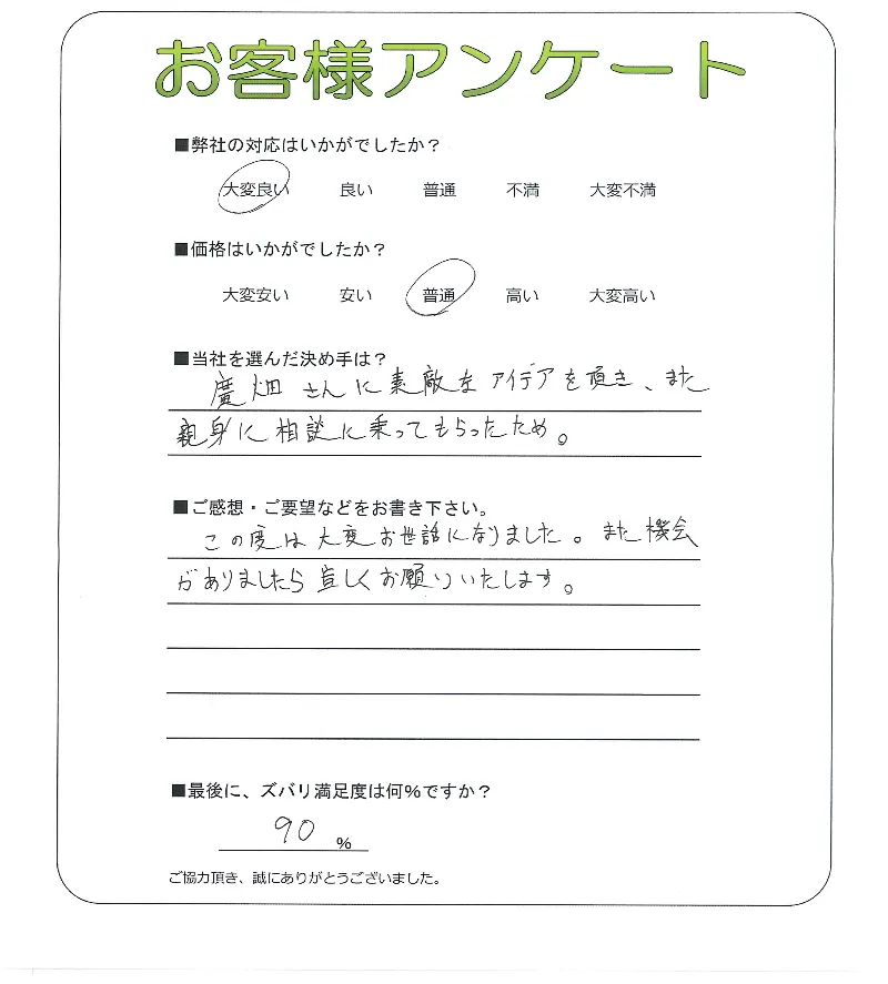 手書きアンケート