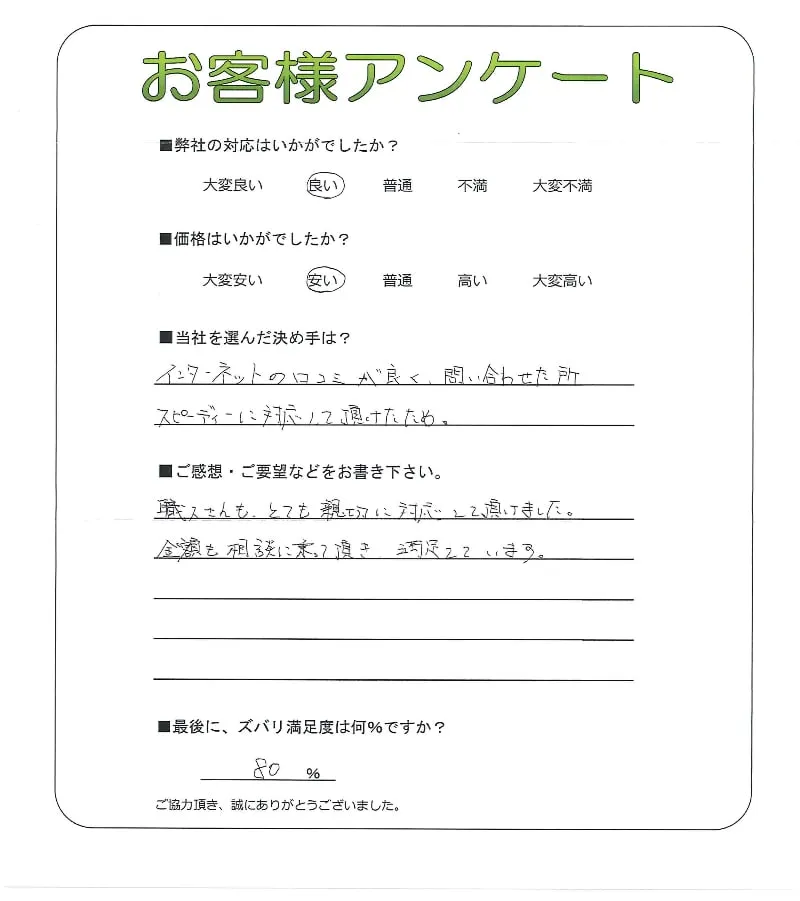 手書きアンケート