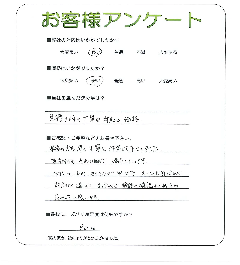 手書きアンケート