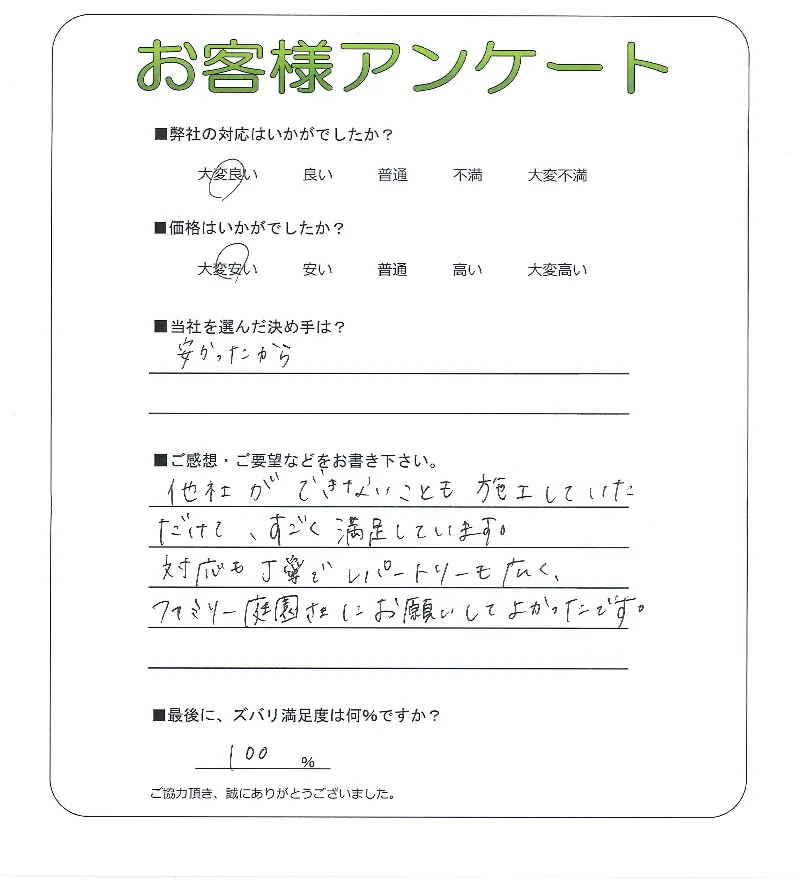 手書きアンケート