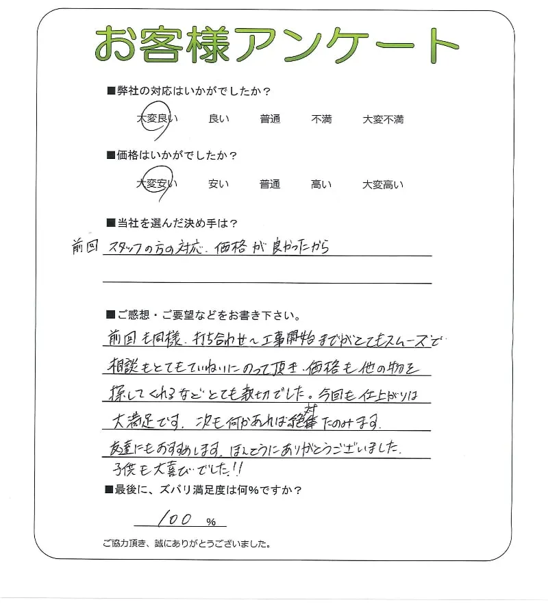 手書きアンケート