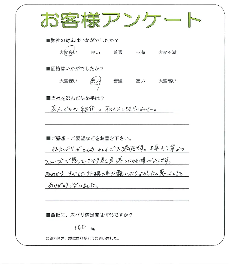 手書きアンケート