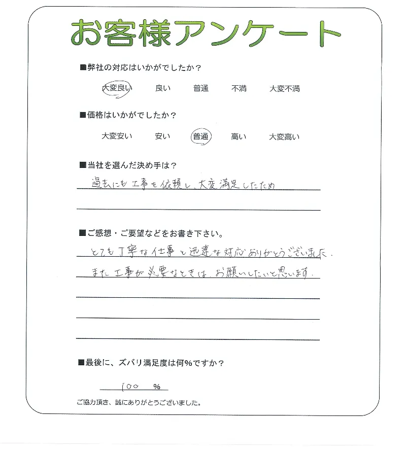 手書きアンケート