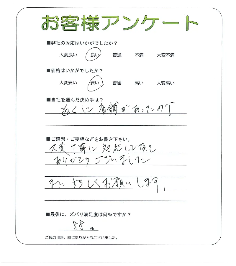 手書きアンケート