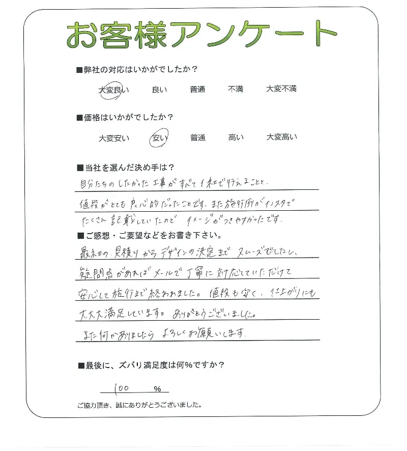 手書きアンケート