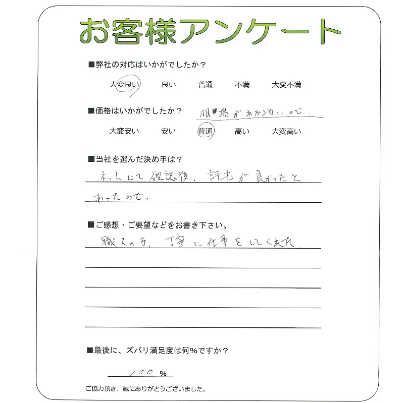 手書きアンケート