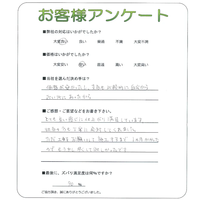 手書きアンケート