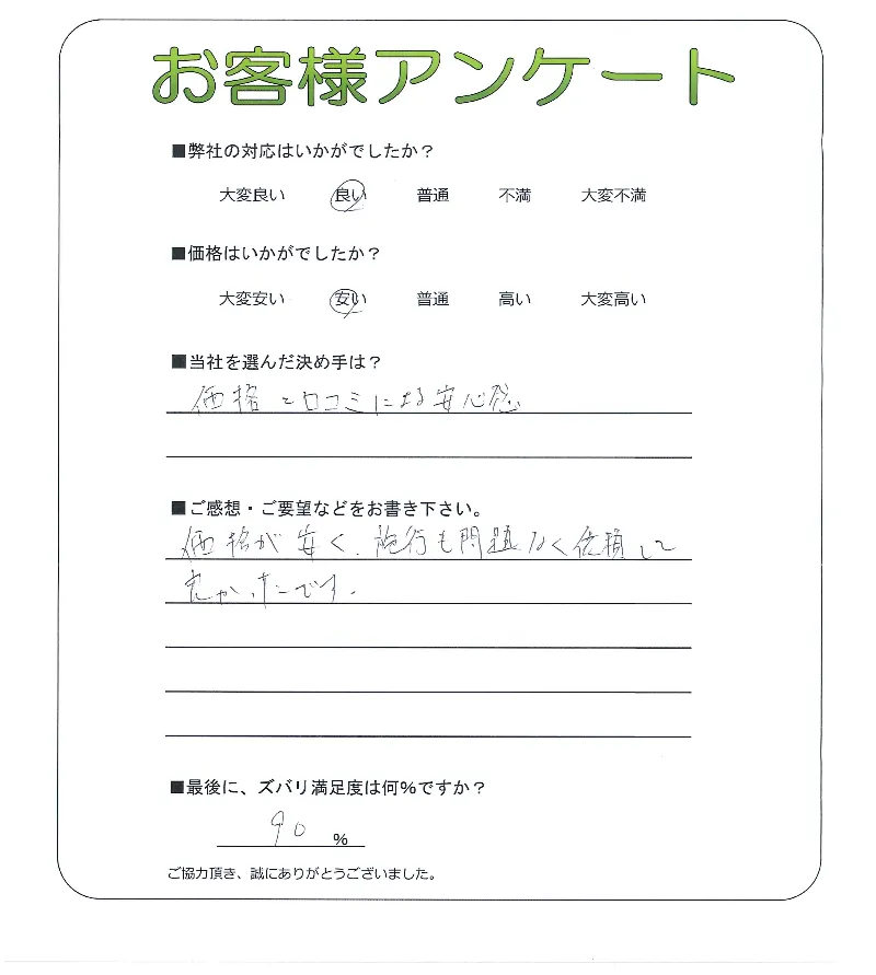 手書きアンケート