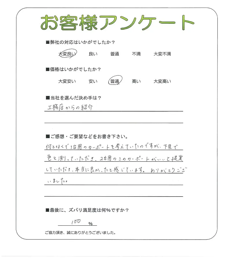 手書きアンケート