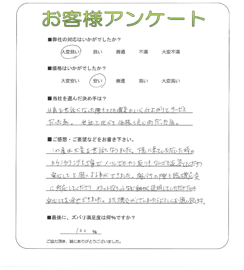 手書きアンケート