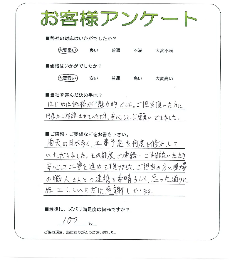 手書きアンケート