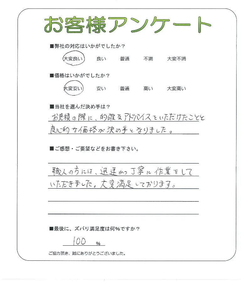 手書きアンケート