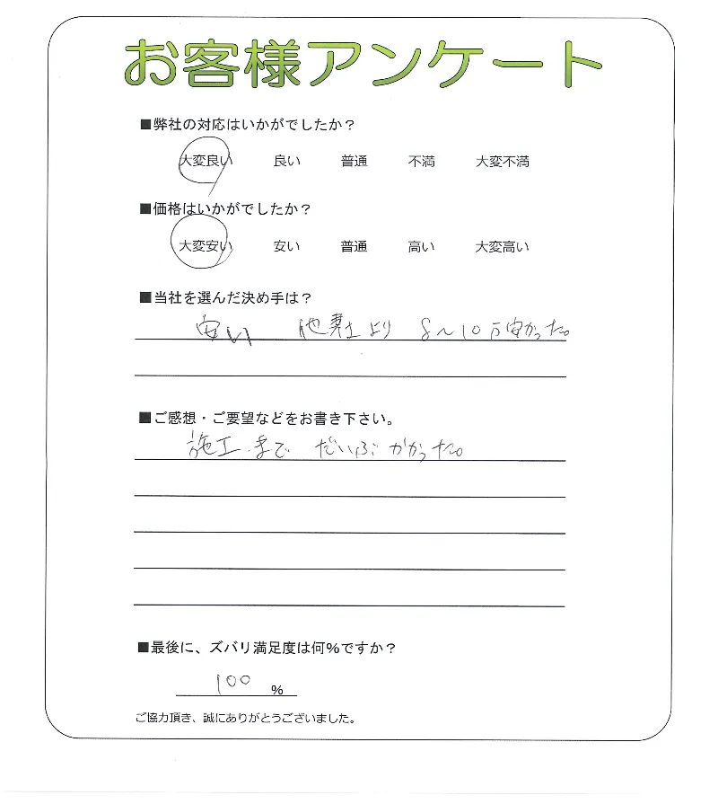 手書きアンケート