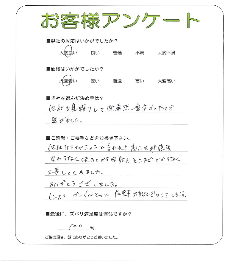 手書きアンケート