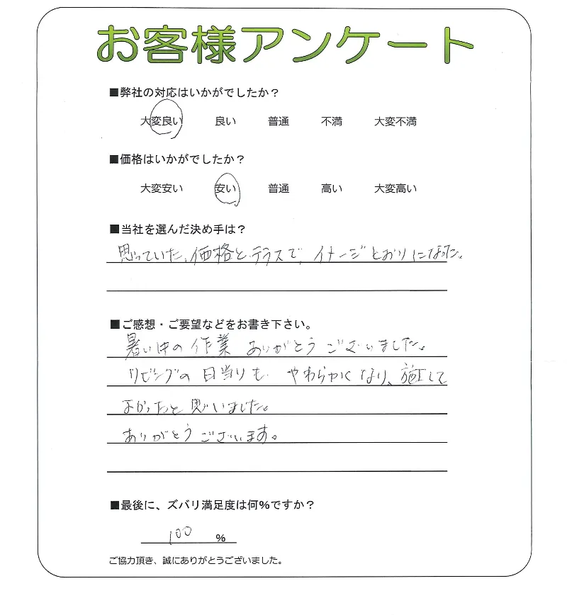 手書きアンケート