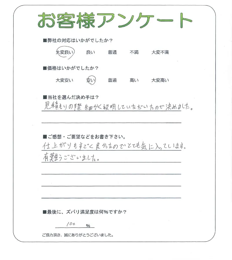 手書きアンケート