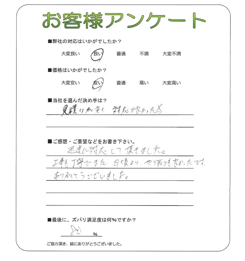 手書きアンケート