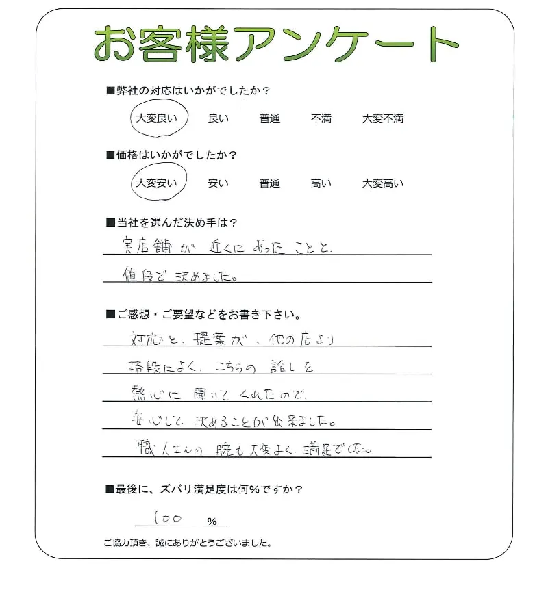 手書きアンケート