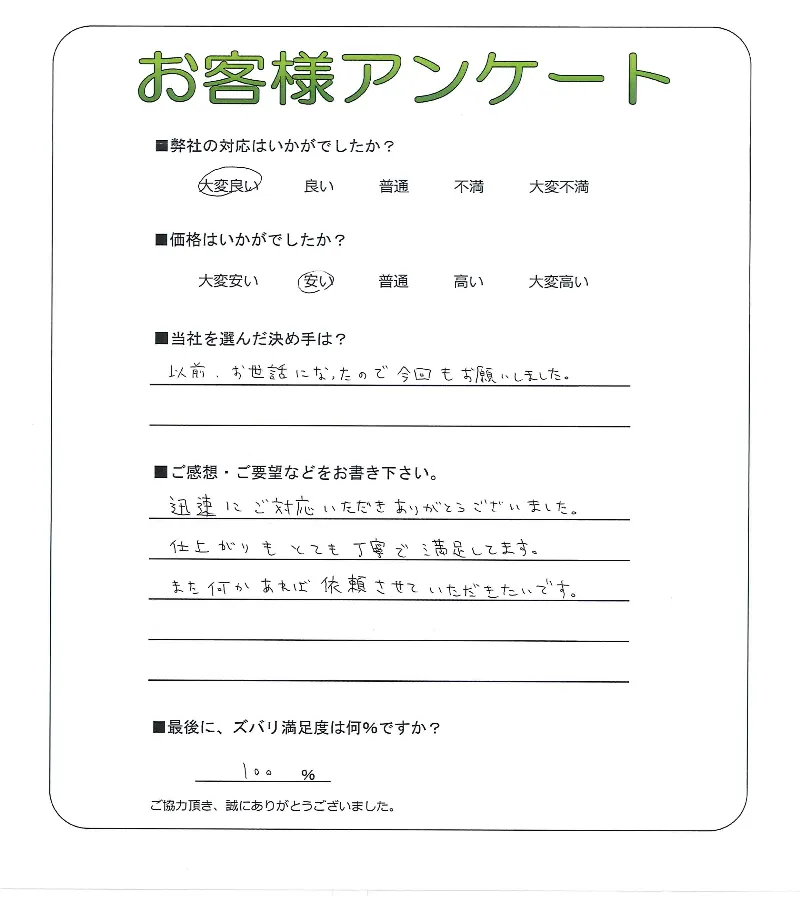 手書きアンケート