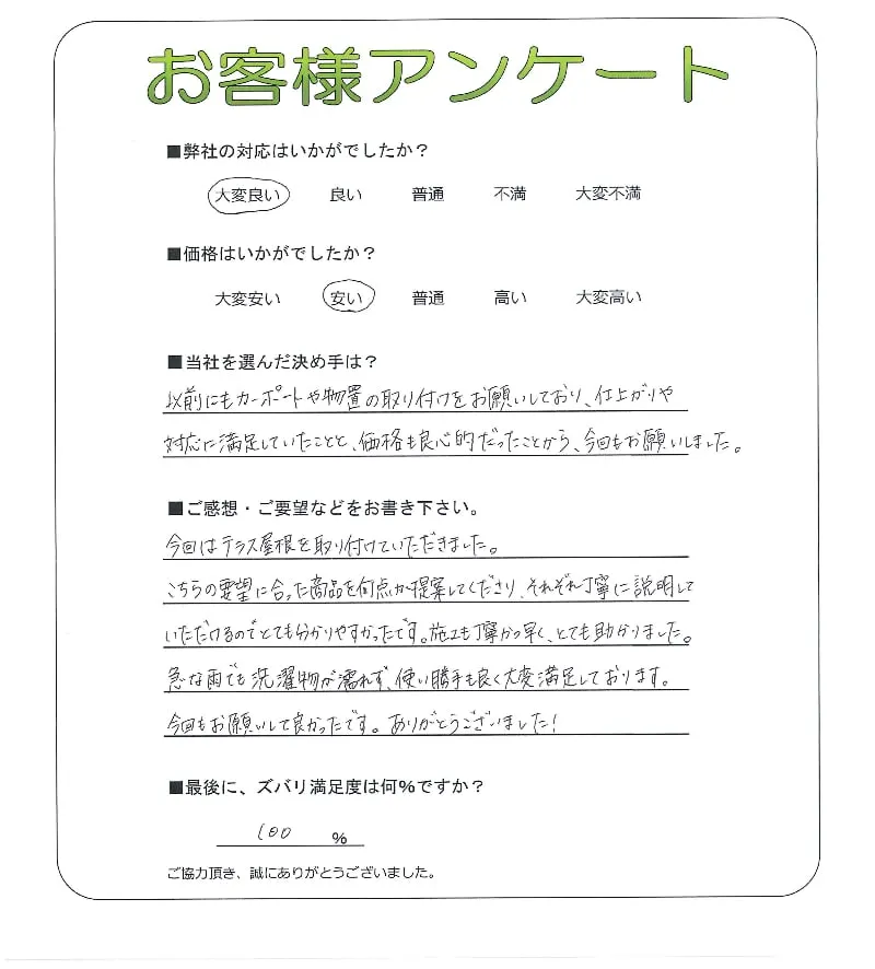 手書きアンケート
