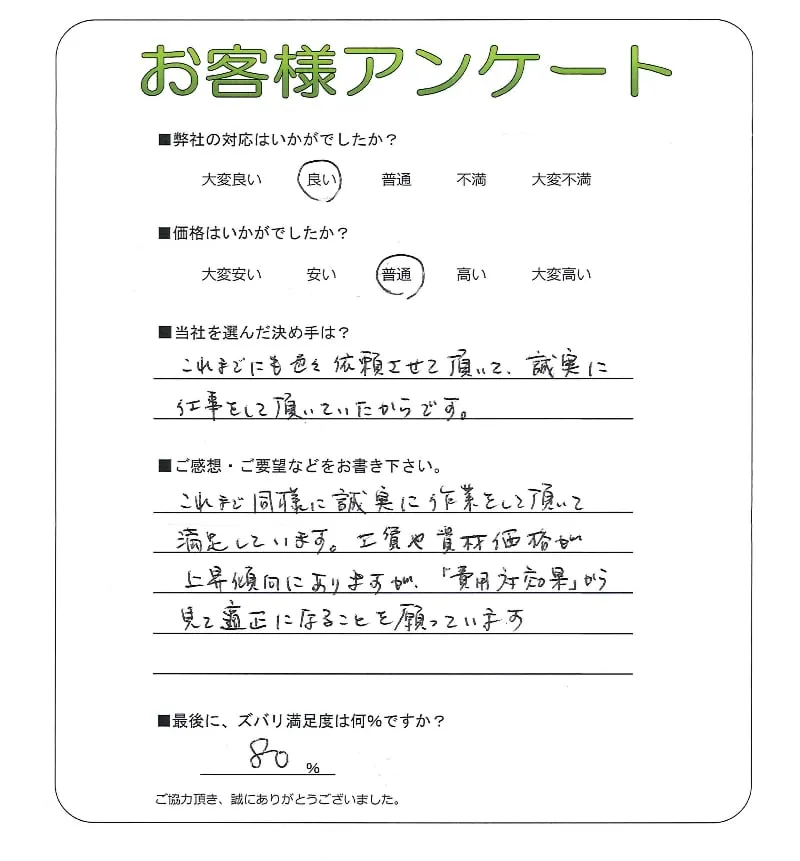 手書きアンケート