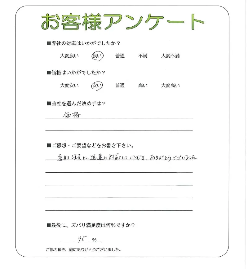 手書きアンケート