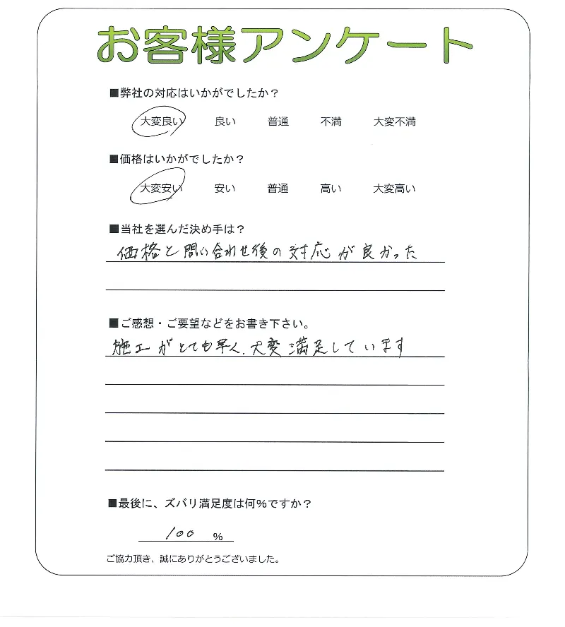 手書きアンケート
