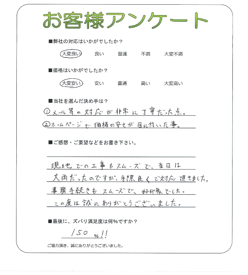 手書きアンケート