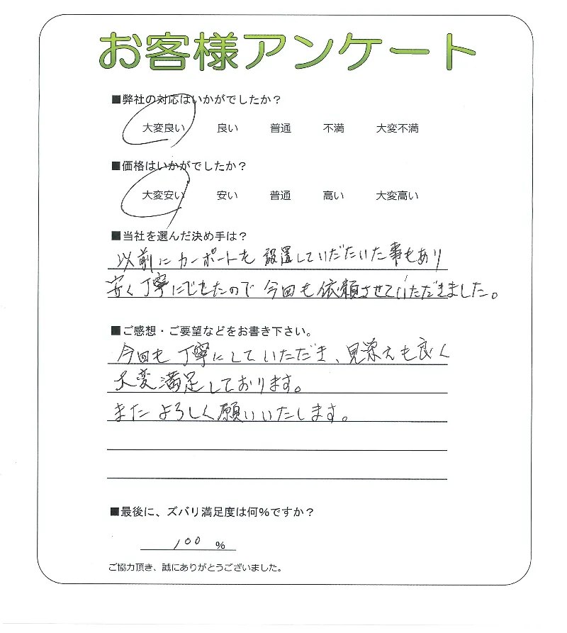 手書きアンケート