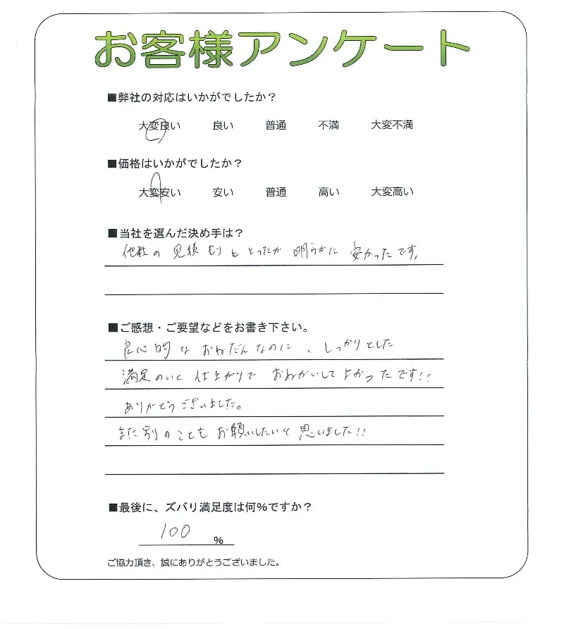 手書きアンケート