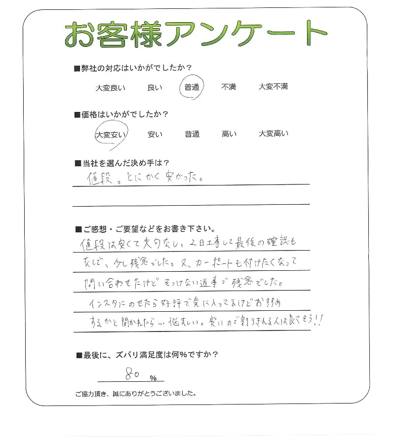 手書きアンケート