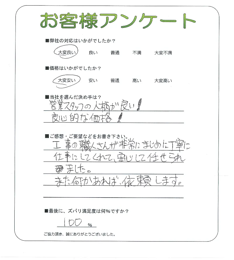 手書きアンケート